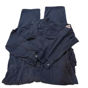 Bulwark Flame Resistant FR Work Jumpsuit Navy Blue Excel FR Comfortouch 46 LN